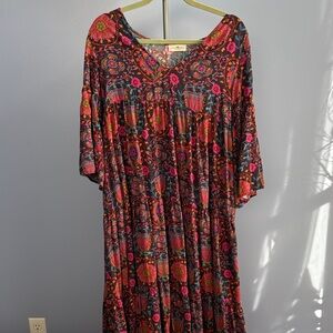 NATURAL LIFE Multicolor Boho Midi Dress